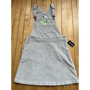 Star Wars Baby Yoda Mandalorian Corduroy Jumper Dress Grey Gray Small Hot Topic